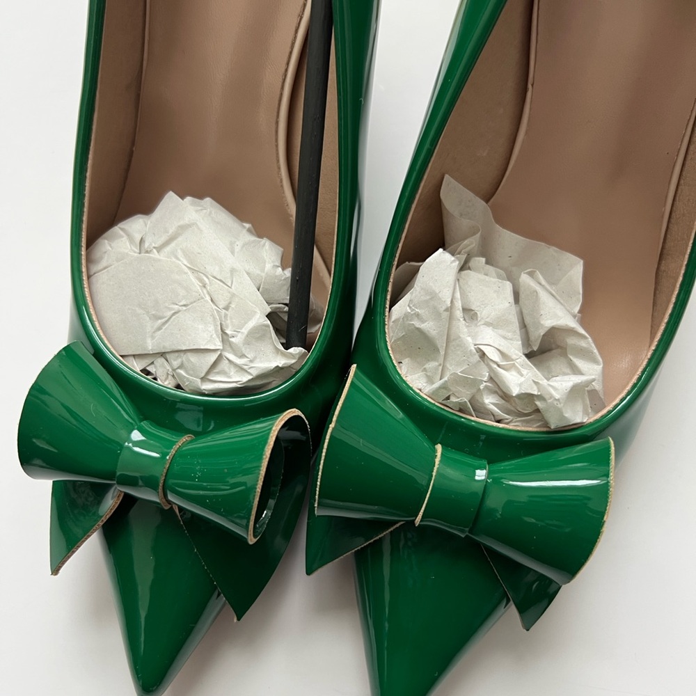 Elegant Green Bow Women's Shoes - Picture 2 of 5